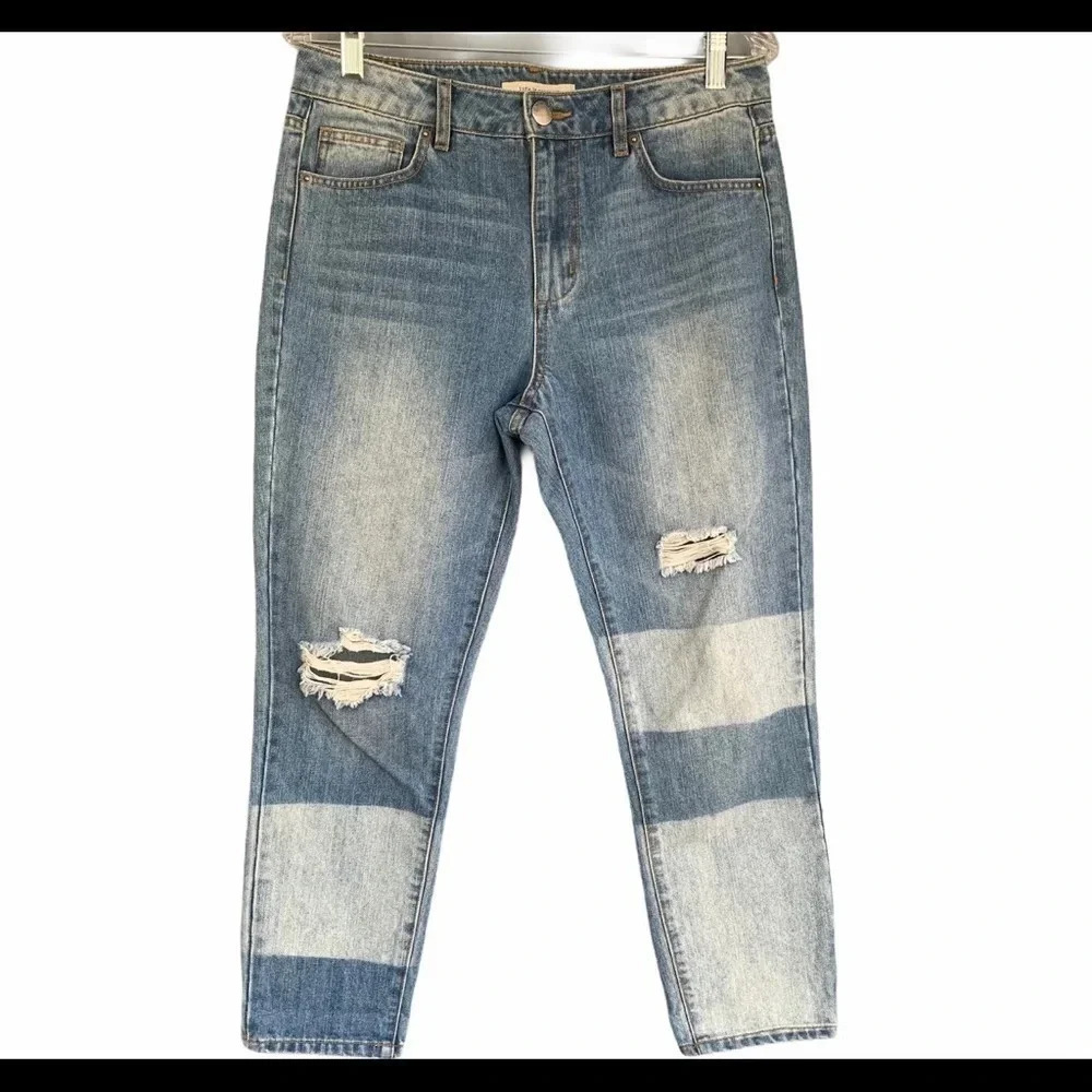 Life in Progress Hi-Rise Distressed Crop Jeans
